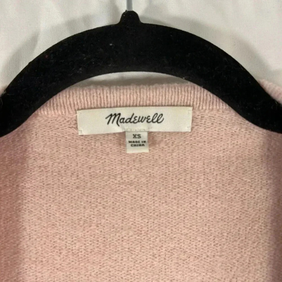 Madewell Cardigan Women's XS Pink Open Front Wool Blend Long Sleeve Sweater - Picture 4 of 9